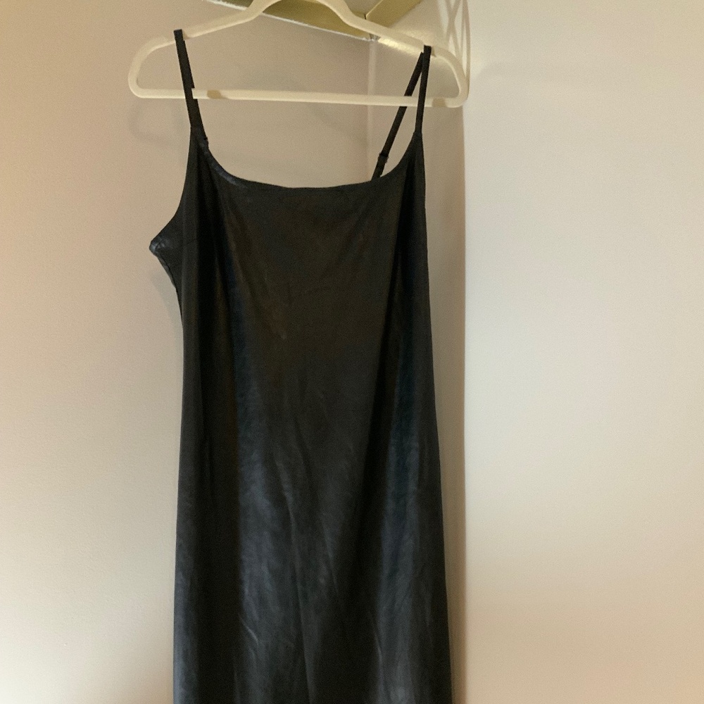 Wild Fable Black L Faux Leather Slip Dress Western Coastal Cowgirl Scandi Girl